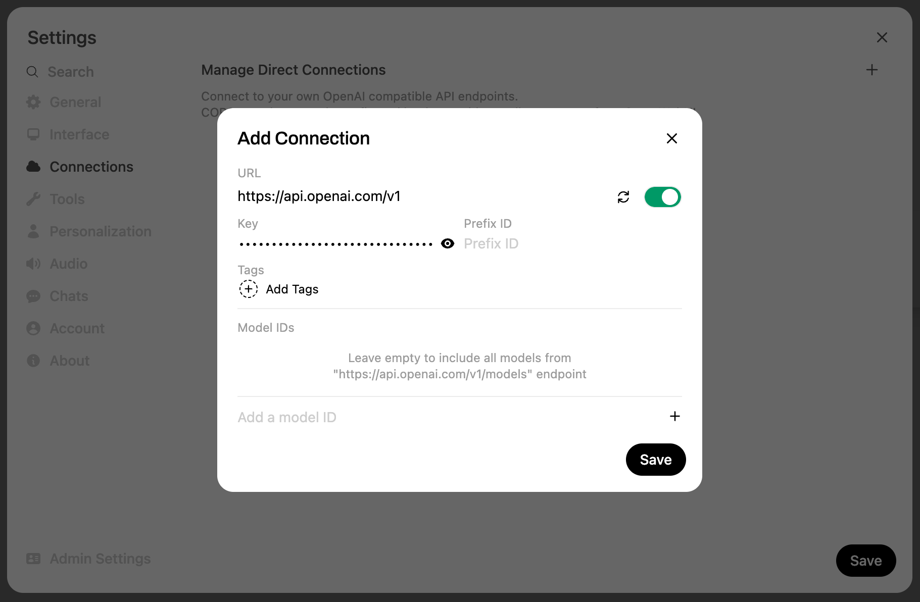 Open WebUI - Add OpenAI as a connection
