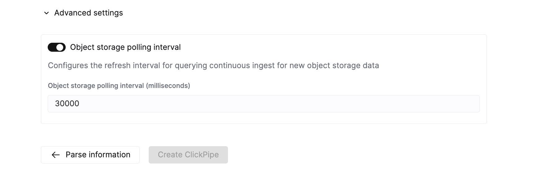 Advanced settings for ClickPipes