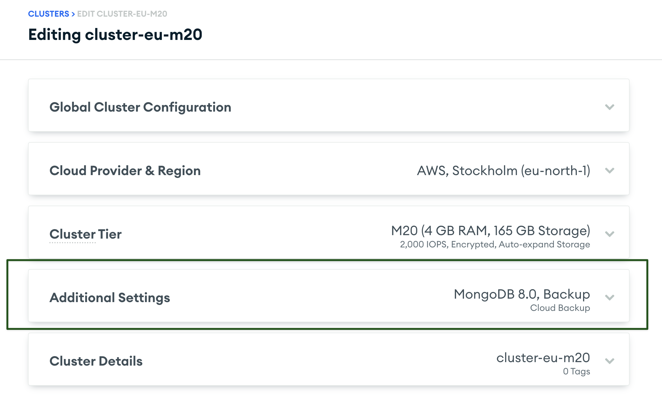Expand additional settings